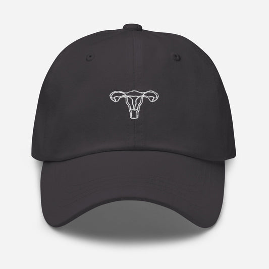 embroidered-uterus-dad-hat-dark-grey-front