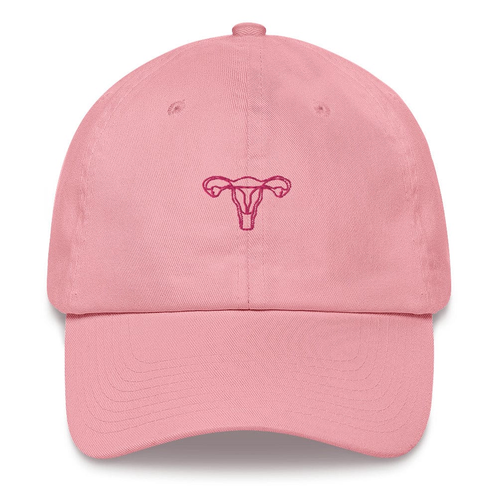 uterus-embroidered-dad-hat-pink-cap-front