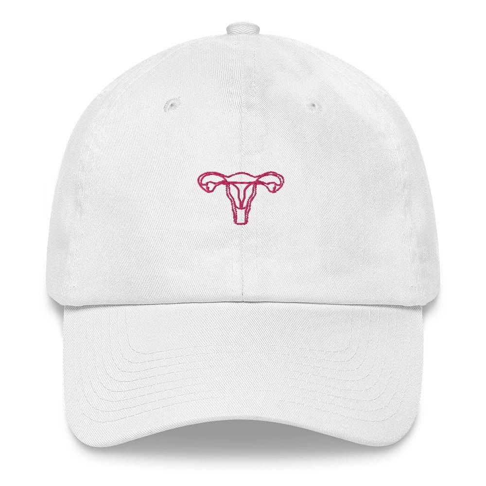 uterus-embroidered-dad-hat-white-cap-front