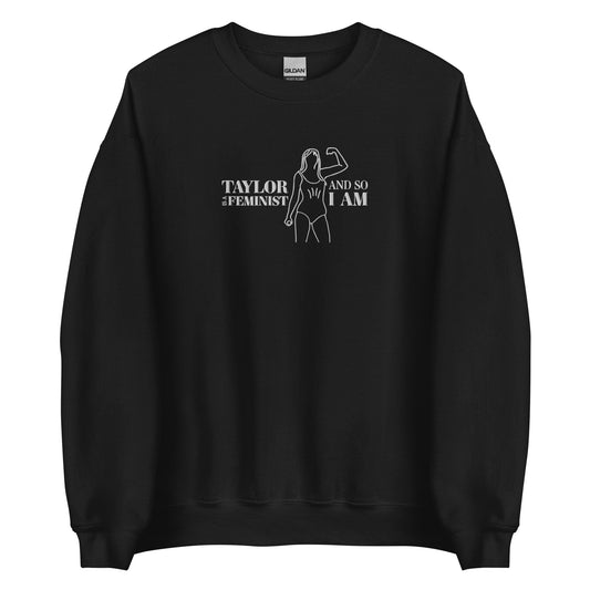 Taylor-embroidery-feminist-sweatshirt-black-front