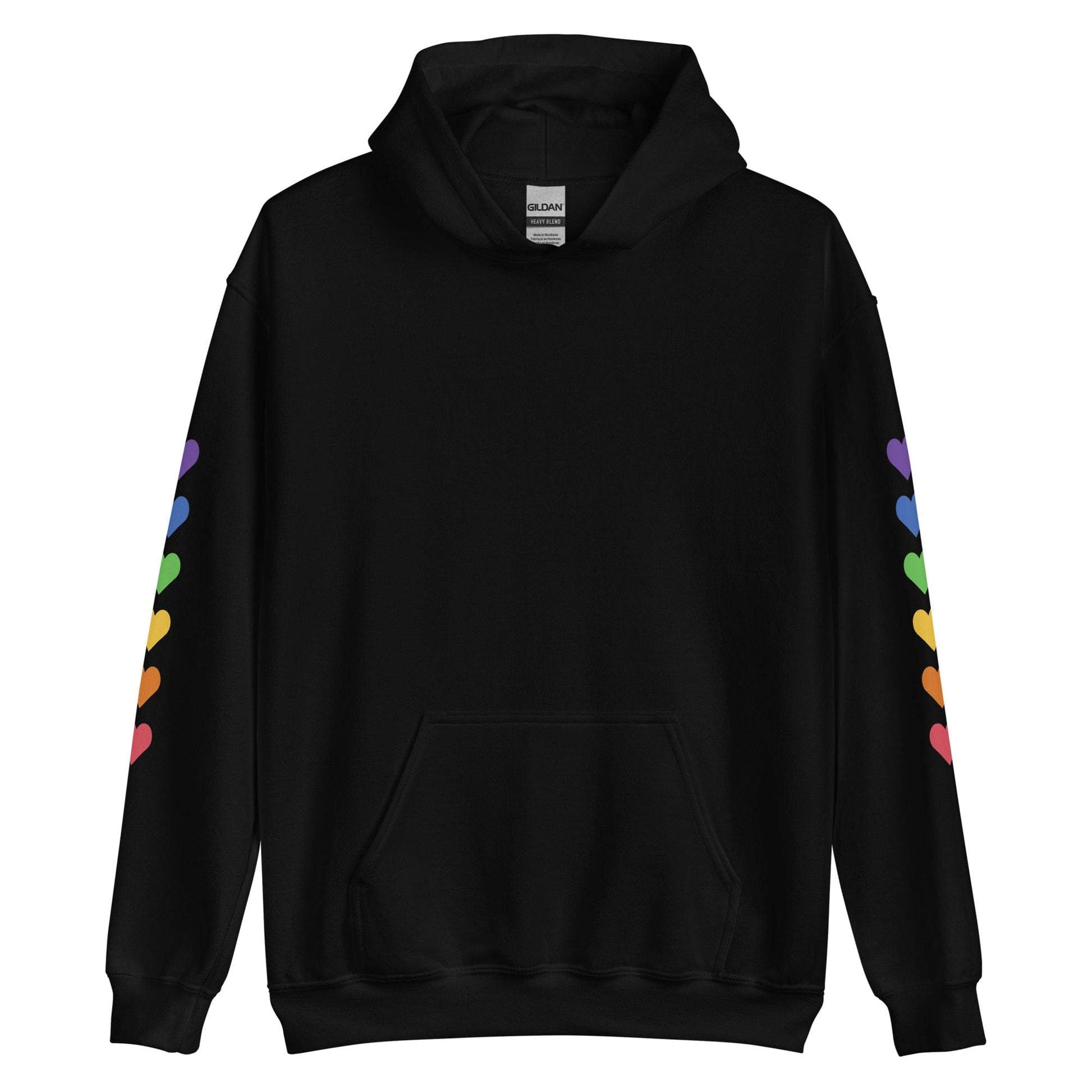 front-black-genderless-hearts-pride-heavy-blend-hoodie-by-feminist-define