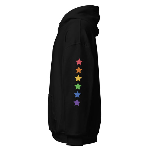 left-side-black-genderless-stars-pride-hoodie-by-feminist-define