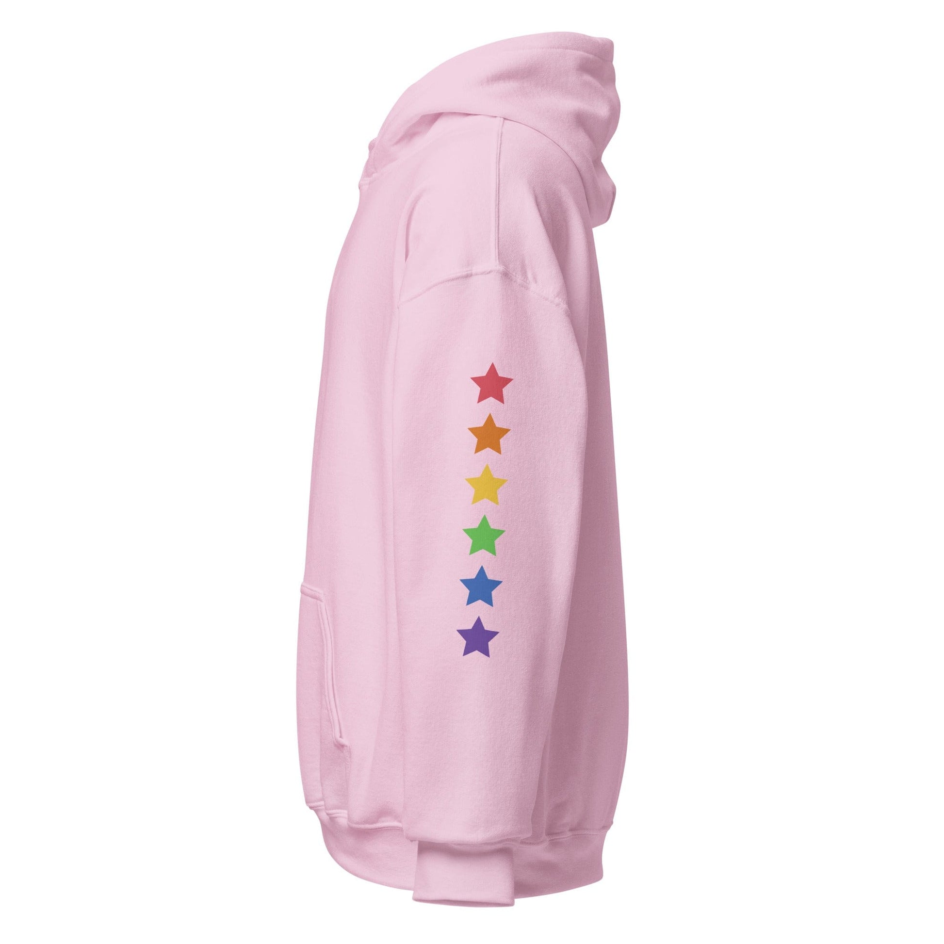 left-side-light-pink-genderless-stars-pride-hoodie-by-feminist-define