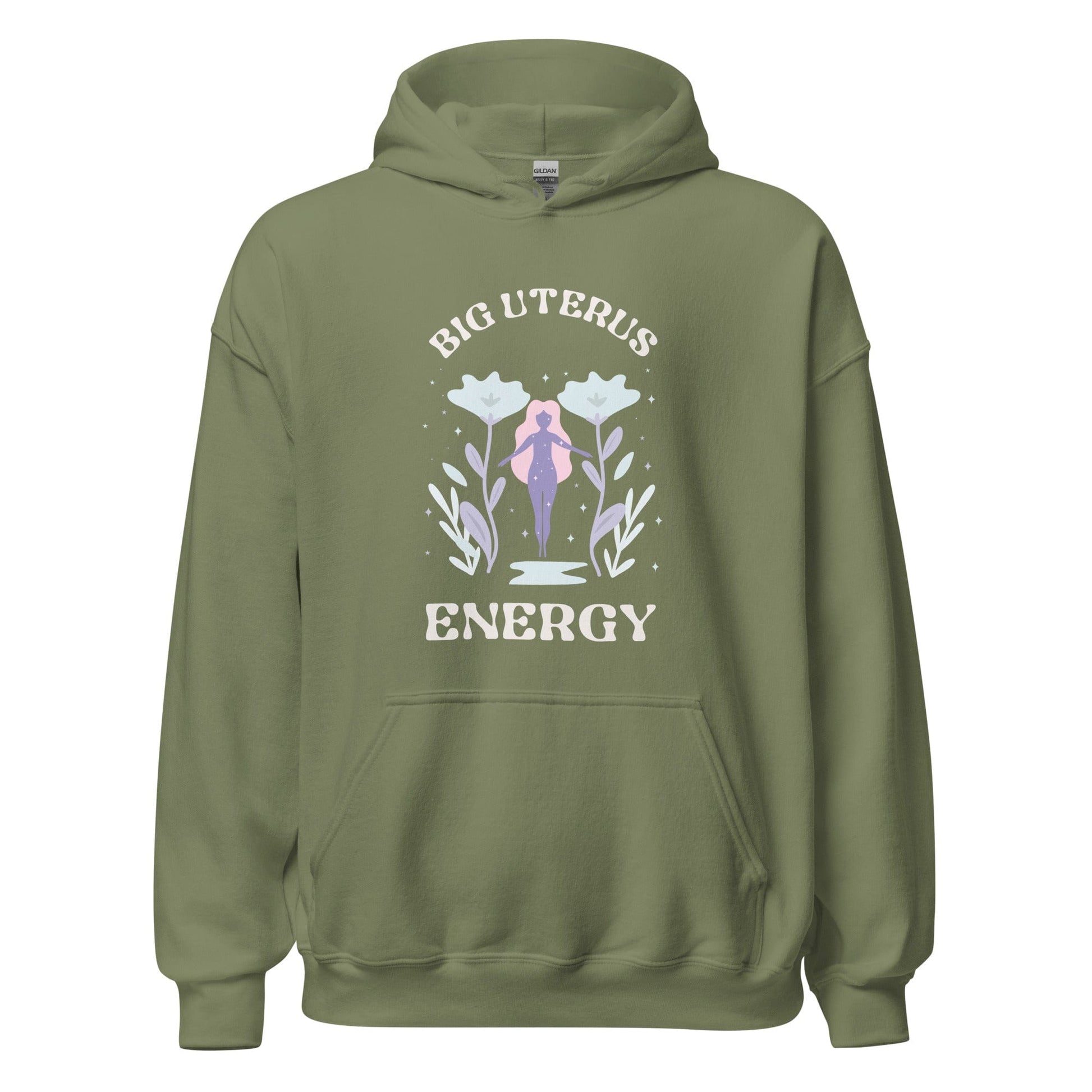 hoodie-big-uterus-energy-feminist-apparel-green-front