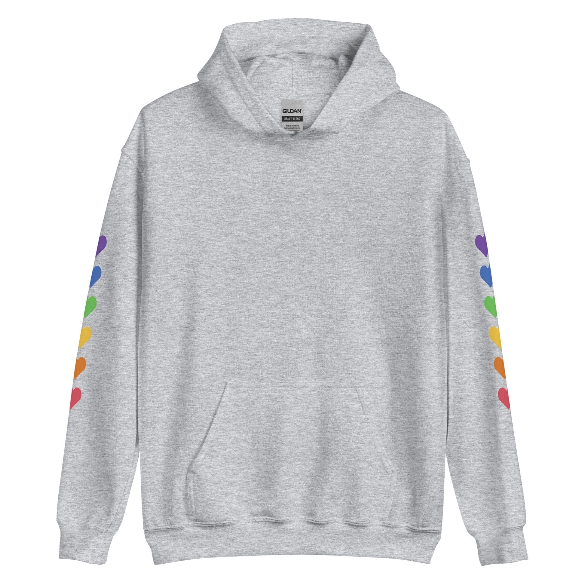 front-grey-genderless-hearts-pride-heavy-blend-hoodie-by-feminist-define