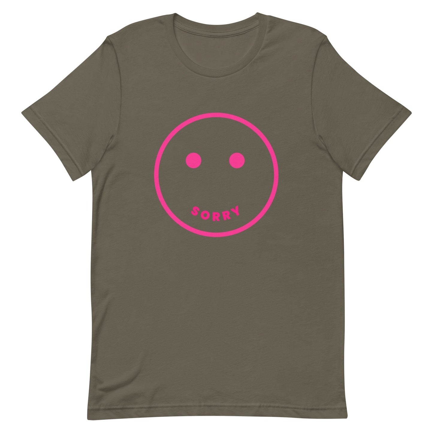 genderless-sorry-not-sorry-tshirt-quote-apparel-army-and-fucsia-at-feminist-define