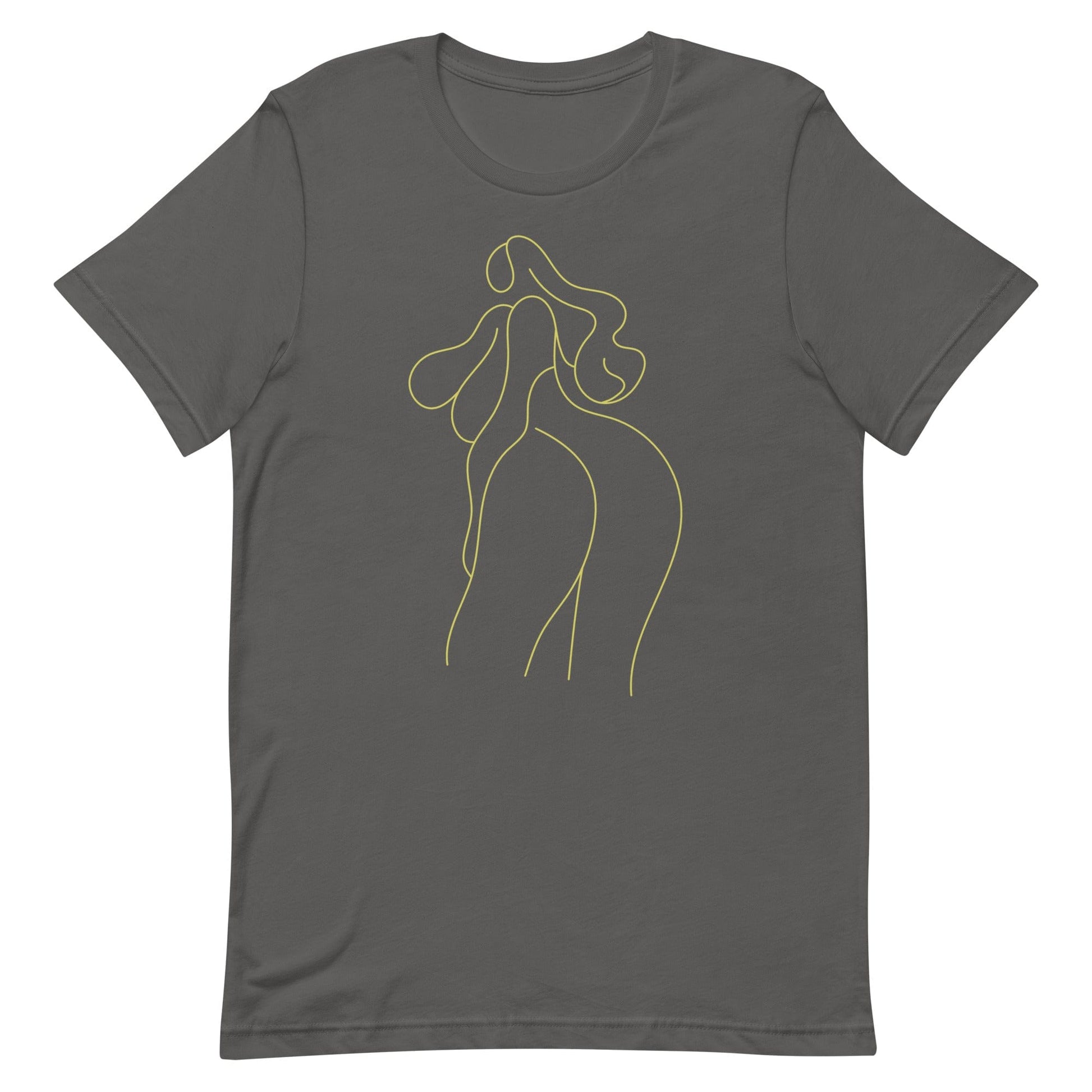 yellow-woman-silhouette-drawing-feminist-t-shirt-apparel-grey-front