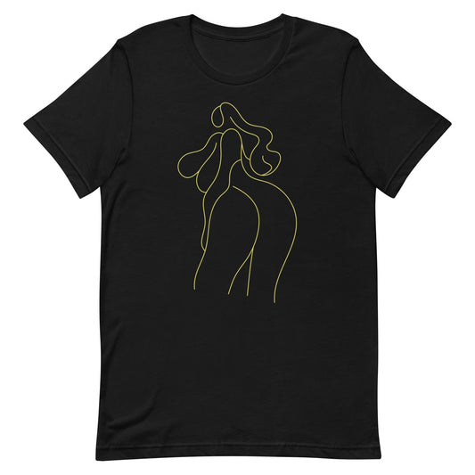 yellow-woman-silhouette-drawing-feminist-t-shirt-apparel-black-front