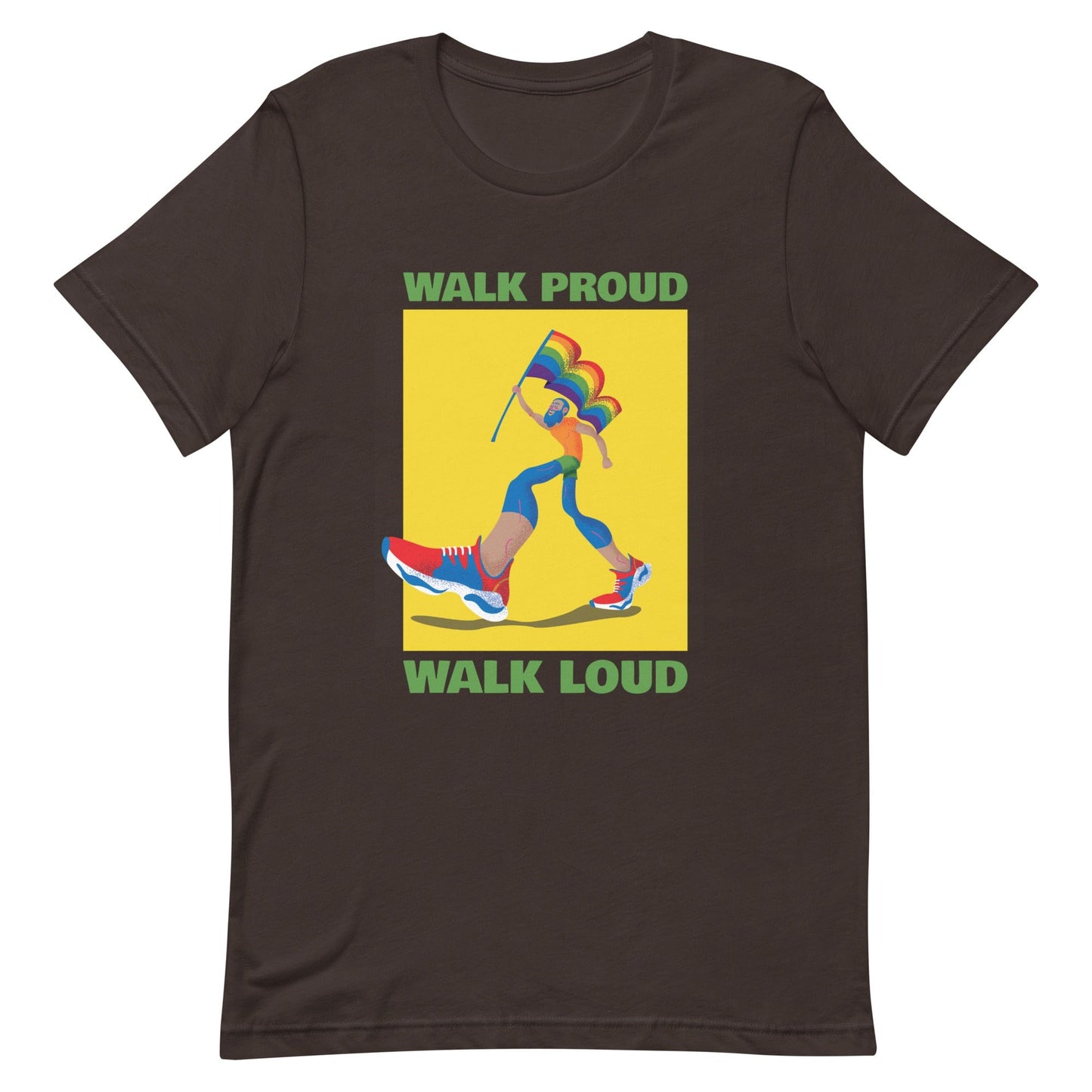 queer-pride-t-shirt-walk-proud-walk-loud-lgbtq-gay-apparel-brown-front