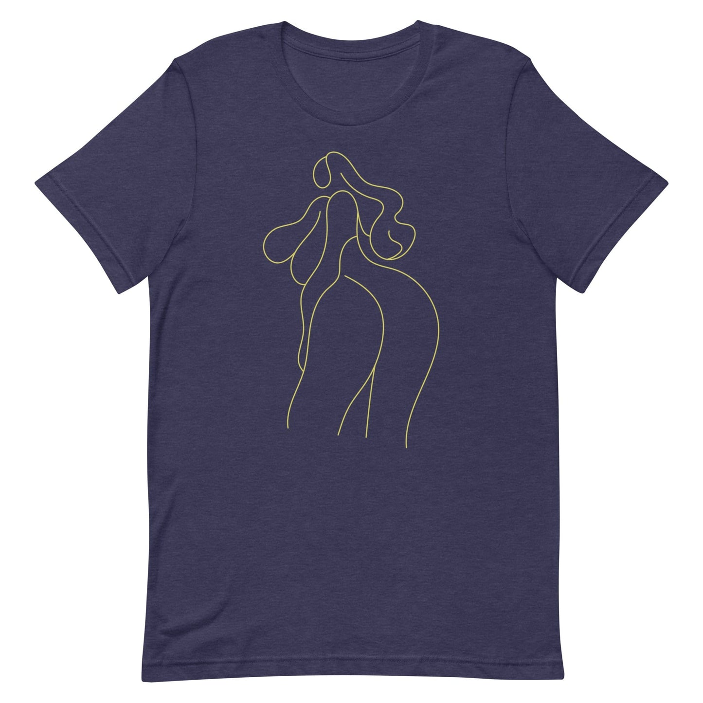 yellow-woman-silhouette-drawing-feminist-t-shirt-apparel-blue-front